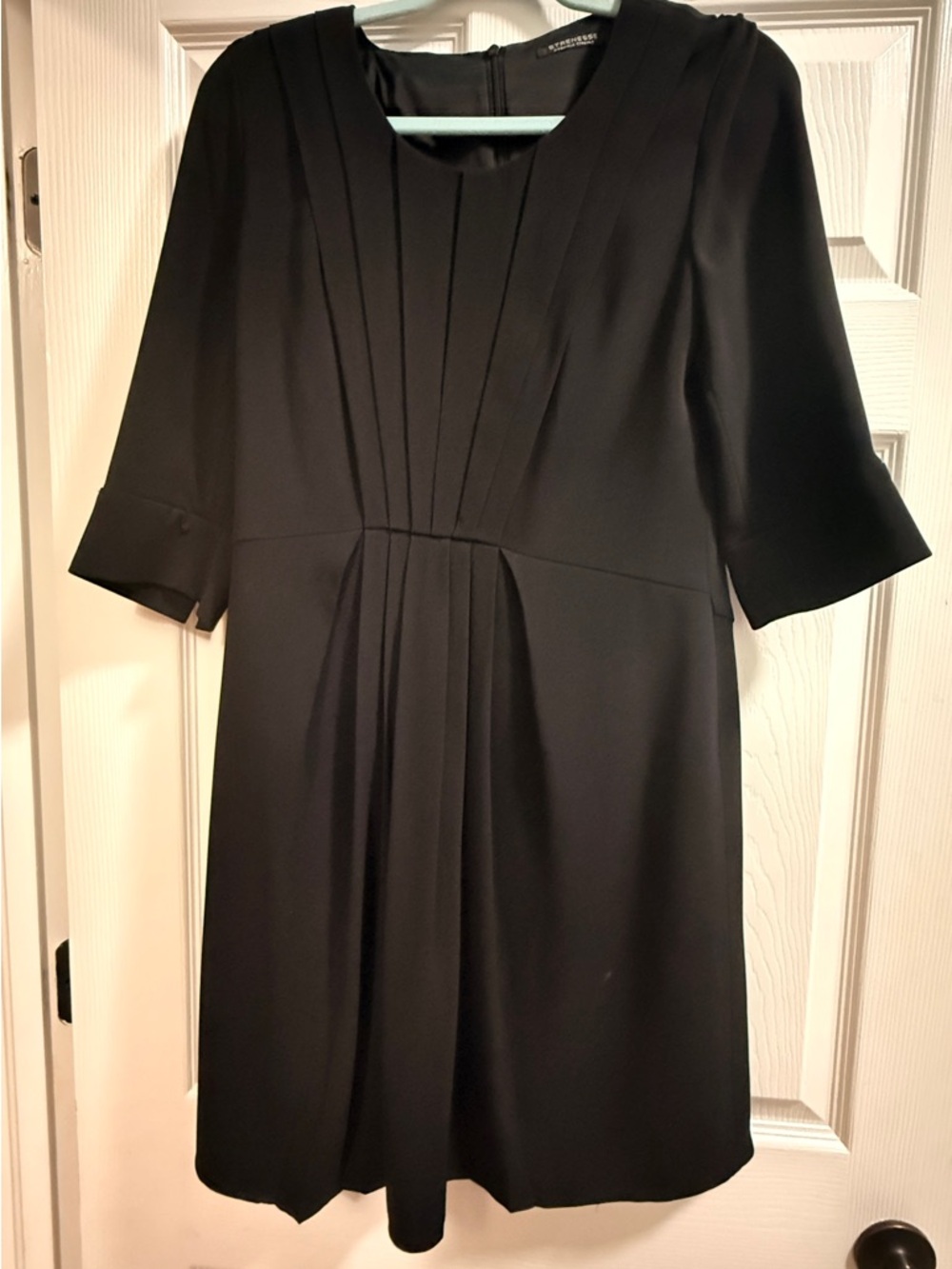 STRENESSE Black Pleated A-line Midi Dress